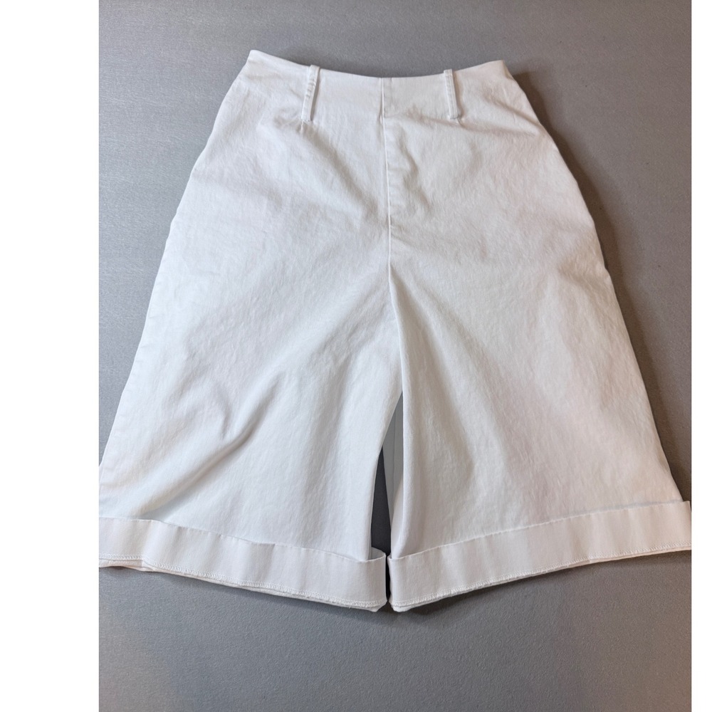 Maeve Anthropologie White Pleated Wide Leg Cuffed Shorts Small - Picture 6 of 6